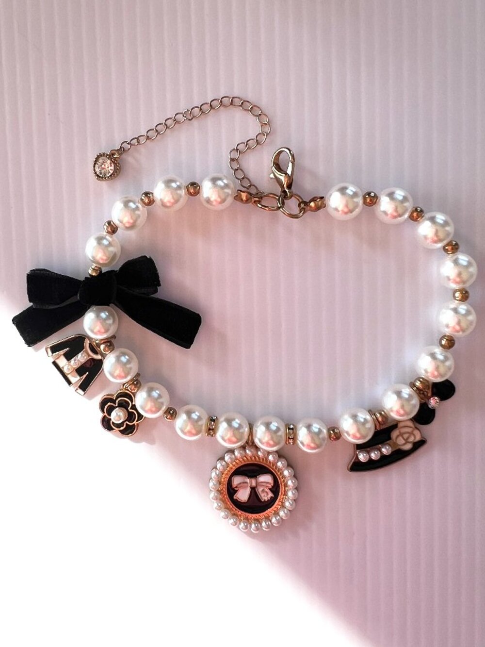 PEARL with Charms Elegant Pet Necklace